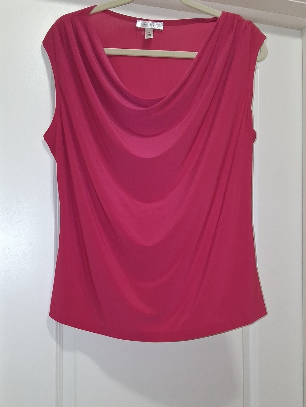 Hot Pink/Fuchsia Draped Sleeveless Shirt